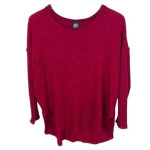 Bobeau | Women's Red Marled Scoop Neck & Long Sleeves Knit Top Size Small